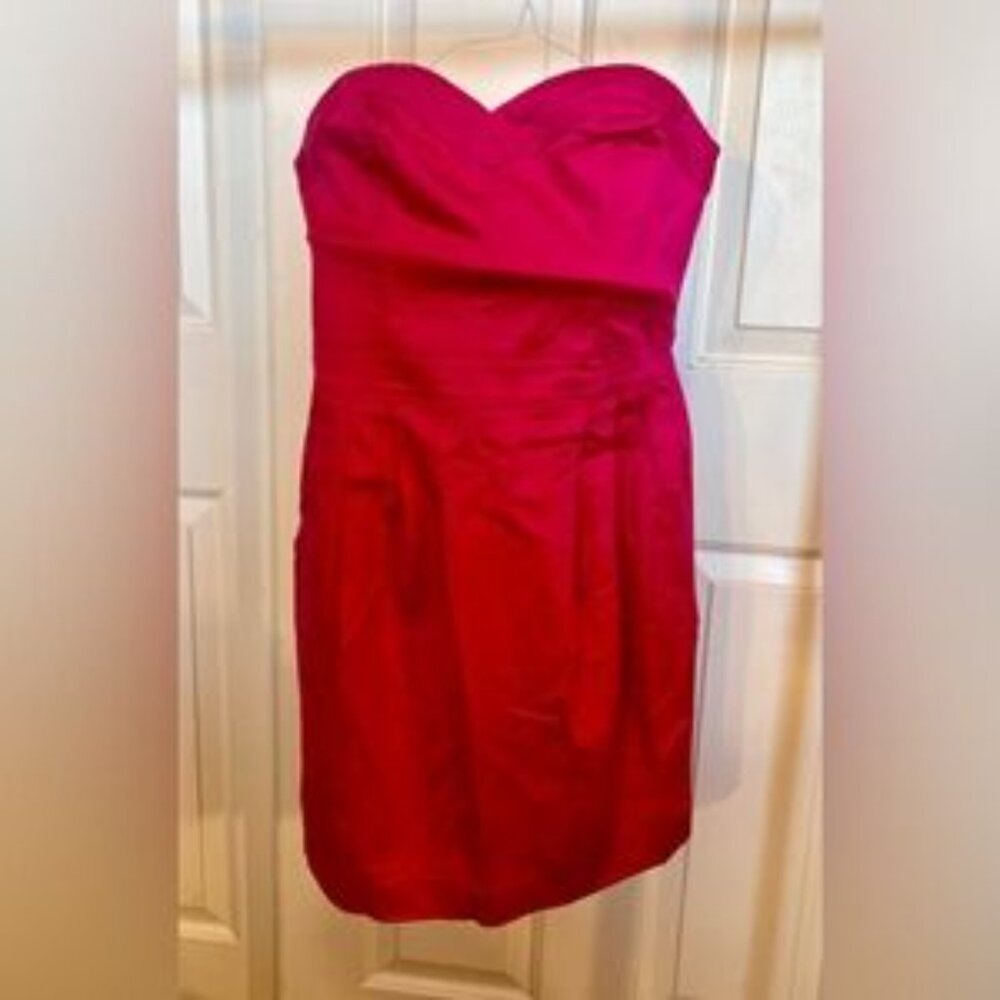 H&M Red Slick Strapless Sheath Dress Cocktail